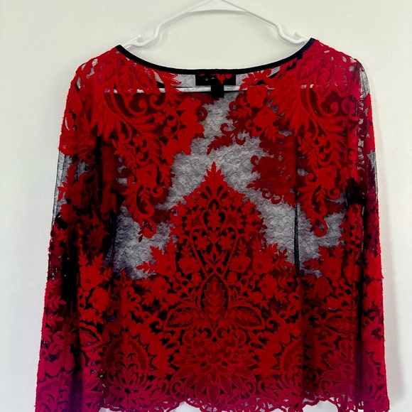 Sheer Lace - Red & Black Top - Picture 2 of 3